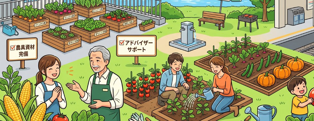 手ぶらで通える貸し農園で野菜づくりを楽しむ家族